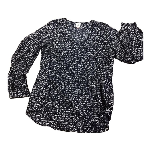 Cabi 5336 Women’s Medium Te Amo Blouse Navy & White I Love You Top - Picture 14 of 15